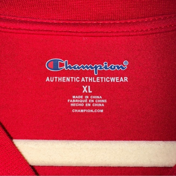 NWT CHAMPION Script Spell Out Logo Tee T-Shirt Red Boys Size XL - Picture 7 of 10